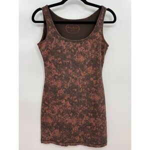 PERUVIAN CONNECTION Brown Floral Paisley Sleeveless Bodycon Tank Mini Dress Sz S